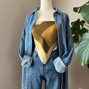 Oversized Denim Button Down Shirt Relaxed Fit